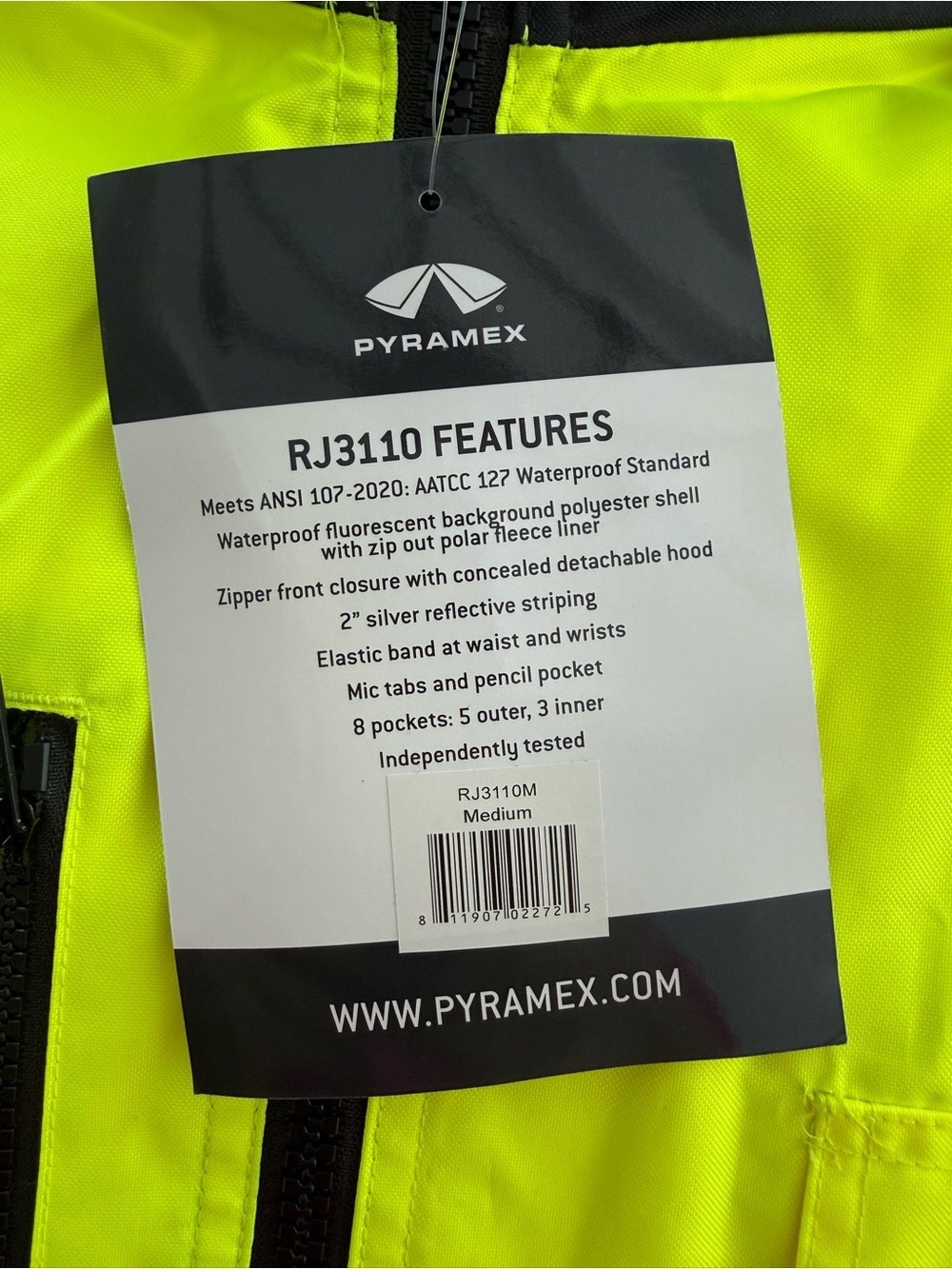Pyramex RJ3110 High Visibility Insulated Reflective Safety Jacket NWT Size M - Picture 8 of 10
